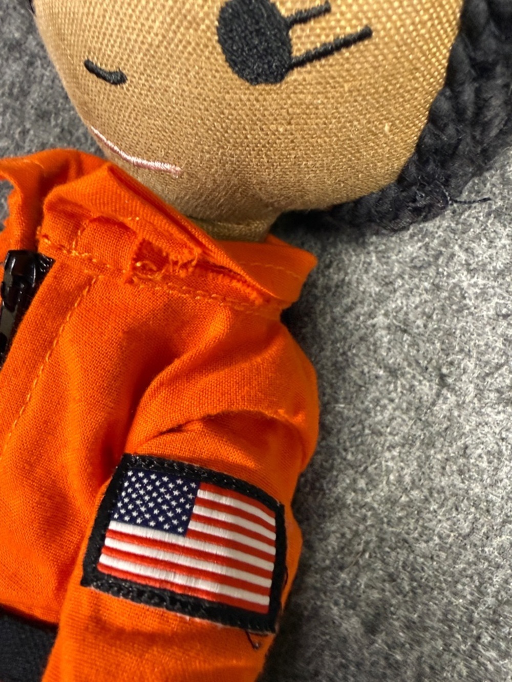 Harperiman Space Plush Doll in Bright Orange Pilot Jumpsuit with Black Hair - Picture 6 of 7